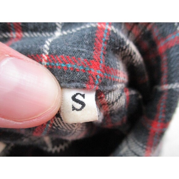 R13 Drop Neck Work Shirt Women Small S Gray Red Flannel Zip Back Button Up Italy - Picture 12 of 12